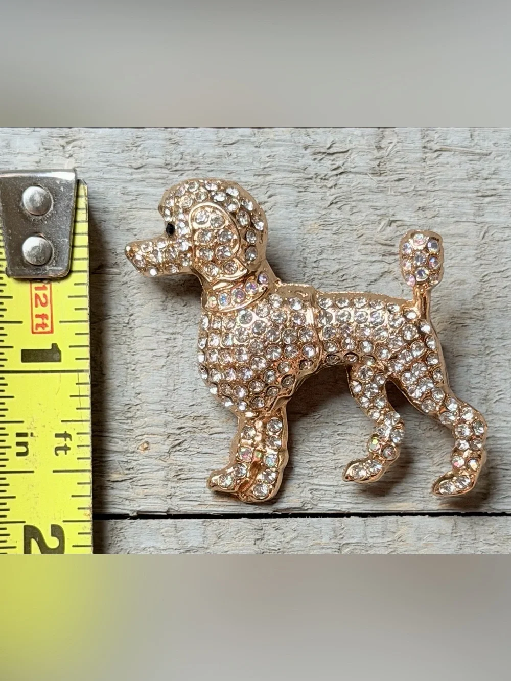 Poodle Brooch w/clear rhinestones